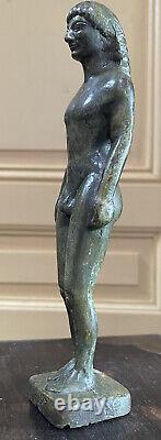 Statue bronze d'après la Grèce antique Kouros patine verte d'époque art deco