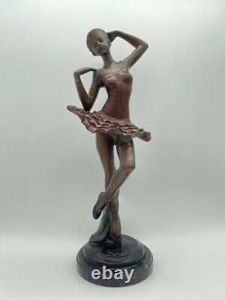 Statue en Bronze de danseuse par Pierre Le Faguays / Fayral Ouvre d'Art Déco