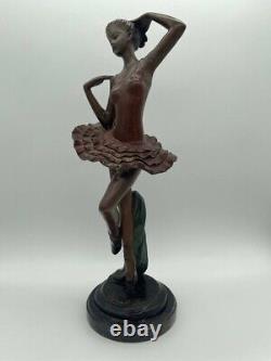 Statue en Bronze de danseuse par Pierre Le Faguays / Fayral Ouvre d'Art Déco