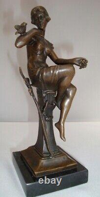 Statue en bronze Oiseau Nue Demoiselle Style Art Deco Style Art Nouveau Bronze S