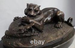 Statue en bronze Tigre Crocodile Animalier Style Art Deco Style Art Nouveau Bron