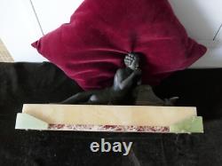 Statue ephèbe à la flute de pan art déco régule sur socle onyx, 42x12xH21cm, P 7kg