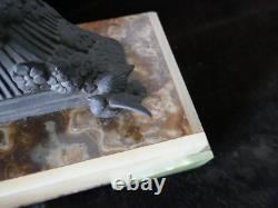 Statue ephèbe à la flute de pan art déco régule sur socle onyx, 42x12xH21cm, P 7kg