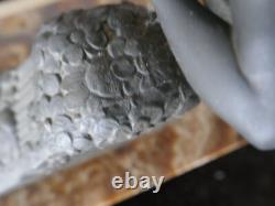 Statue ephèbe à la flute de pan art déco régule sur socle onyx, 42x12xH21cm, P 7kg