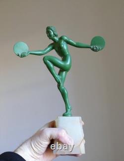 Statue sculpture bronze patiné Art Déco S. MELANI Jeune femme Era Max Le Verrier