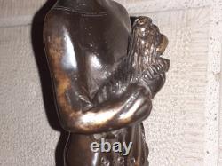 Statuette bronze femme élégante au petit chien style 1920 Années Folles ART DECO