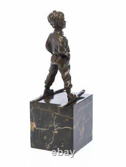Statuette jeune garçon sur skis d´après Ferdinand Preiss style Art déco bronze