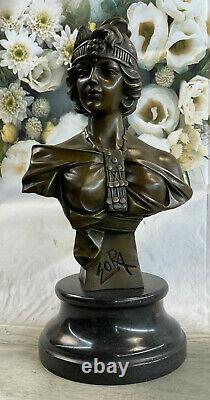 Style Art Nouveau Deco Femelle Buste Par Villanis Bronze Sculpture Collector