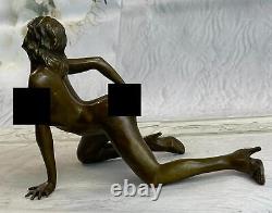 Substantiel Superbe Érotique Nu Bronze Statue Figurine Sculpture Art Déco Statue