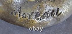 Superbe Fille Signée Sculpture Élégant Art Nouveau Bronze Statue Figurine Deco