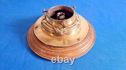 Superbe Gros Globe Art Deco Verre Presse Moule Sur Support Bronze Et Bois