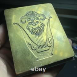 Superbe Matrice D'imprimerie Musique Faune À La Lyre Art Deco Bronze Acier
