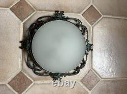 Superbe Plafonnier Style Art Déco, Bronze Laiton Cuivre Lampe Applique 37