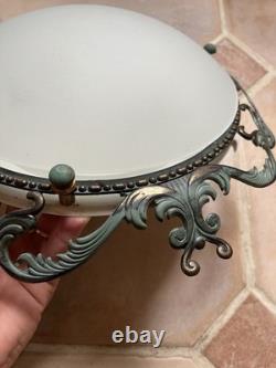 Superbe Plafonnier Style Art Déco, Bronze Laiton Cuivre Lampe Applique 37