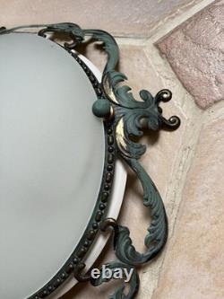 Superbe Plafonnier Style Art Déco, Bronze Laiton Cuivre Lampe Applique 37