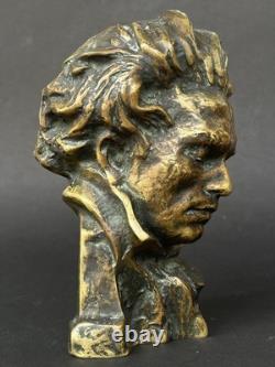 Superbe SCULPTURE BRONZE BUSTE BEETHOVEN signé LE VERRIER LE FAGUAYS Art Deco