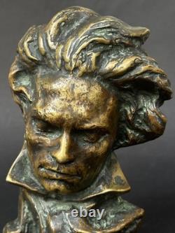 Superbe SCULPTURE BRONZE BUSTE BEETHOVEN signé LE VERRIER LE FAGUAYS Art Deco