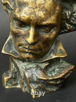 Superbe SCULPTURE BRONZE BUSTE BEETHOVEN signé LE VERRIER LE FAGUAYS Art Deco