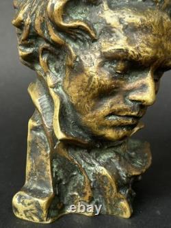 Superbe SCULPTURE BRONZE BUSTE BEETHOVEN signé LE VERRIER LE FAGUAYS Art Deco