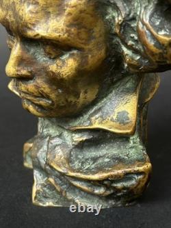 Superbe SCULPTURE BRONZE BUSTE BEETHOVEN signé LE VERRIER LE FAGUAYS Art Deco