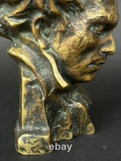Superbe SCULPTURE BRONZE BUSTE BEETHOVEN signé LE VERRIER LE FAGUAYS Art Deco