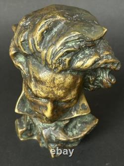 Superbe SCULPTURE BRONZE BUSTE BEETHOVEN signé LE VERRIER LE FAGUAYS Art Deco