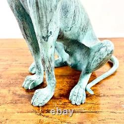 Superbe Sculpture Art Déco en Bronze Lévrier à Patine Verte, Circa 1930