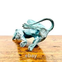 Superbe Sculpture Art Déco en Bronze Lévrier à Patine Verte, Circa 1930