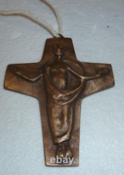 Superbe croix pectorale africaniste suisse ou belge d'époque art déco en bronze