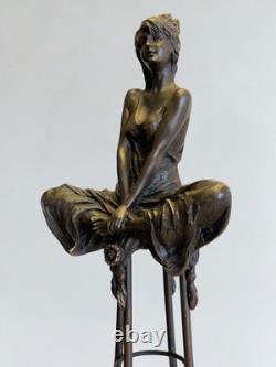 Superbe ensemble de 3 sculptures en bronze signées Collinet Style Art Déco 2