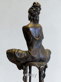 Superbe ensemble de 3 sculptures en bronze signées Collinet Style Art Déco 2