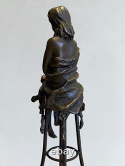 Superbe ensemble de 3 sculptures en bronze signées Collinet Style Art Déco 2