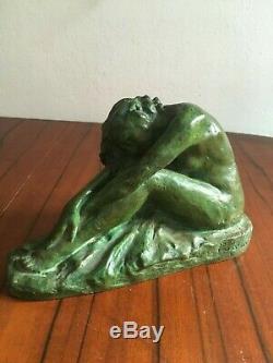 Superbe sculpture bronze femme art déco signée