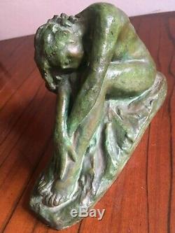 Superbe sculpture bronze femme art déco signée