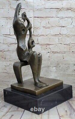 Sympa Bronze Sculpture Mère Avec Enfant Signée H. Moore Art Déco Figurine Fonte