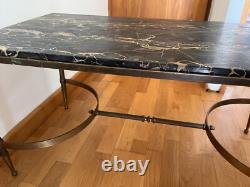 Table Basse Art Déco Marbre Portor Bronze Laiton