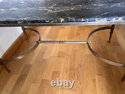 Table Basse Art Déco Marbre Portor Bronze Laiton