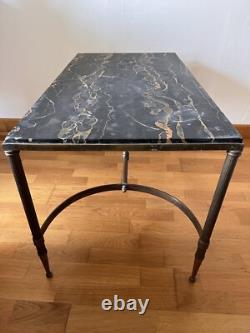Table Basse Art Déco Marbre Portor Bronze Laiton