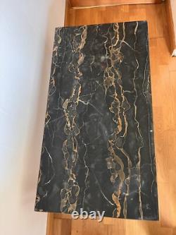 Table Basse Art Déco Marbre Portor Bronze Laiton
