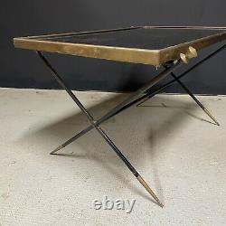 Table Basse Design Art Deco Moderniste 1950 Adnet Vintage Verre Bronze Ancien