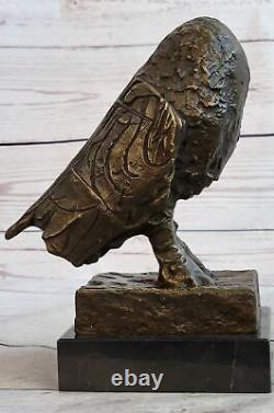 Tout Bronze Marbre Base Moderne Art Déco Cubism Sculpture Hibou Oiseau Pablo