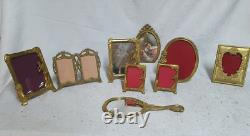 Très beau lot de cadres photos et miroir style art déco rare, en bronze