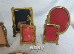 Très beau lot de cadres photos et miroir style art déco rare, en bronze