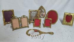 Très beau lot de cadres photos et miroir style art déco rare, en bronze