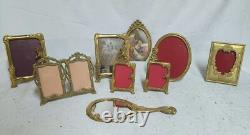Très beau lot de cadres photos et miroir style art déco rare, en bronze