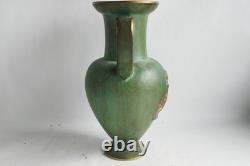 Vase amphore bronze patine verte antique Art Déco (77802)