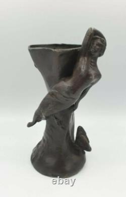Vase sculpture suzanne bizard fee nymphe bronze art deco 1930 régule fonte d art
