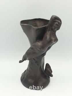 Vase sculpture suzanne bizard fee nymphe bronze art deco 1930 régule fonte d art
