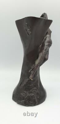 Vase sculpture suzanne bizard fee nymphe bronze art deco 1930 régule fonte d art