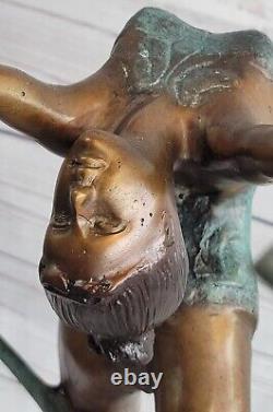 Véritable Bronze Art Déco Marron Et Vert Patine Édition Limitée Gymnaste Statue